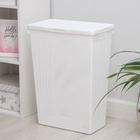 УЦЕНКА Корзина для белья с крышкой 50 л 45×26×61.5 см «Лофт» прямоуг, цвет белый - Фото 1