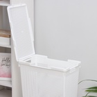 УЦЕНКА Корзина для белья с крышкой 50 л 45×26×61.5 см «Лофт» прямоуг, цвет белый - Фото 2