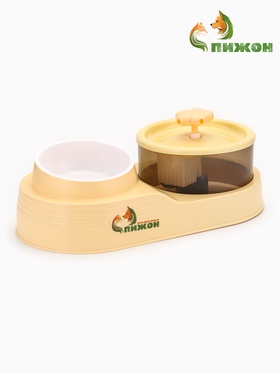 Фонтан для животных с миской, 34×17.5×11.5 см, бежевый