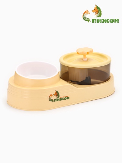 Фонтан для животных с миской «Пижон», 34×17.5×11.5 см, бежевый