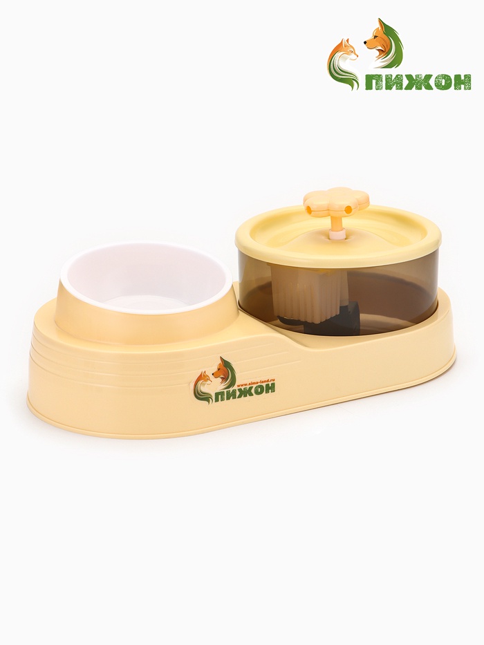 Фонтан для животных с миской «Пижон», 34×17.5×11.5 см, бежевый
