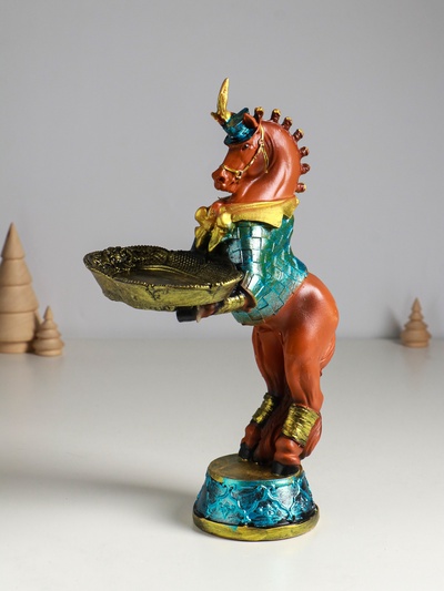 Фигура-подставка для мелочей «Лошадь с подносом», полистоун, 33×20×14 см