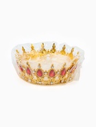 Корона топпер для торта, золотая с красными камнями 10903944