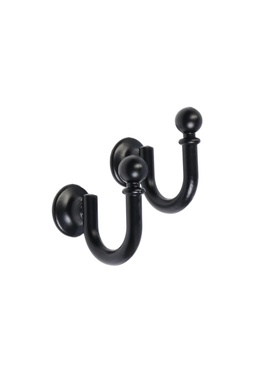 Крючок для штор ТУНДРА KS003, однорожковый, цвет черный, 2 шт