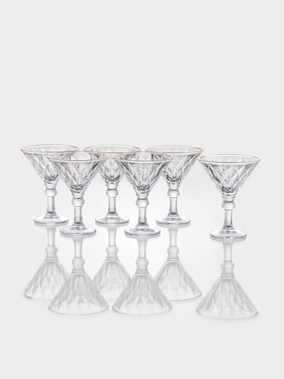 Набор бокалов для шампанского «Роскошь», с золотой отводкой, 6 шт., стекло, прозрачный