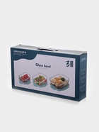 Набор контейнеров, 3 шт.: 410/690/1040 мл, стекло, прозрачный, черная крышка - фото 809323498