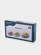 Набор контейнеров, 3 шт.: 410/690/1040 мл, стекло, прозрачный, черная крышка - фото 809323499