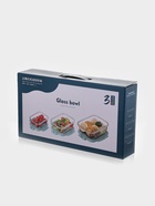 Набор контейнеров, 3 шт.: 410/690/1040 мл, стекло, прозрачный, синяя крышка - фото 809323506