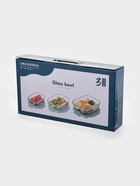 Набор контейнеров, 3 шт.: 410/690/1040 мл, стекло, прозрачный, синяя крышка - фото 809323507