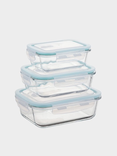 Набор контейнеров, 3 шт.: 410/690/1040 мл, стекло, прозрачный