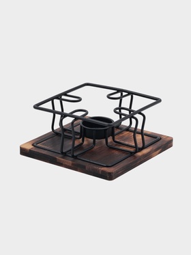 Подставка под чайник для подогрева «Эко», 15×15×7.5 см, нержавеющая сталь, бамбук