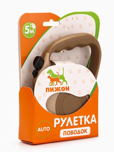 Рулетка для собак «Зарница», 5 м, до 15 кг, бежевая, коричневая