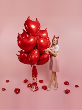 Воздушный шар фольгированный 30" «Сердце, Чертенок»