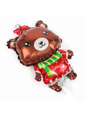 Воздушные шары фольгированные 17" «Новогодний мишка», 5 шт., для палочек (комплект 2 шт)