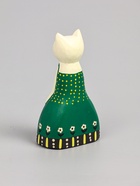 УЦЕНКА Сувенир дерево «Белая кошка в зелёном платье» 9×5×15.5 см 10956434