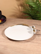 УЦЕНКА Блюдо сервировочное круглое «Белые каллы» белое с золотом. нержавеющая сталь 21×21.5×4 см 1 10956452