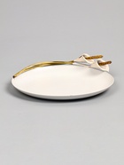 УЦЕНКА Блюдо сервировочное круглое «Белые каллы» белое с золотом. нержавеющая сталь 21×21.5×4 см 1 10956452