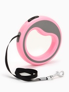 Рулетка - поводок для собак, лента 3 м, розовая/серая - фото 809310851