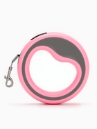 Рулетка - поводок для собак, лента 3 м, розовая/серая - фото 809310854
