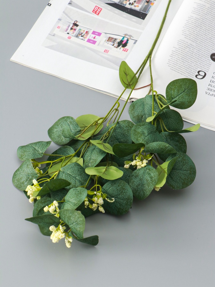 Цветы искусственные «Эвкалипт популус цветущий», h=65 см, белые - Фото 1