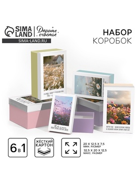 Набор подарочных коробок 6 в 1 «Лето», 16 × 16 × 14‒20 × 20 × 17 см