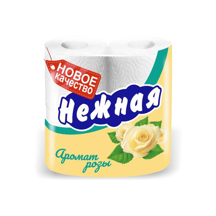 Туалетная бумага «Нежная» со втулкой, аромат розы, 2 слоя, 4 рулона - Фото 1
