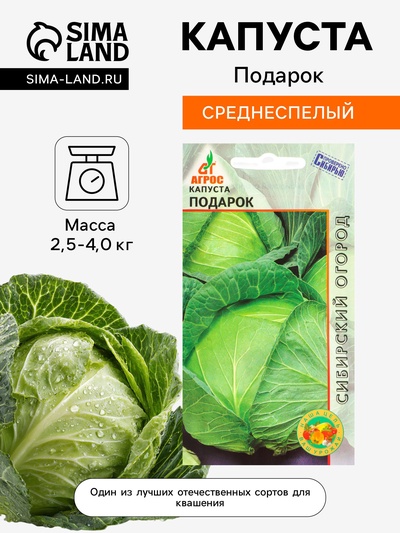 Семена Капуста «Подарок», 0.3 г, «Агросс»