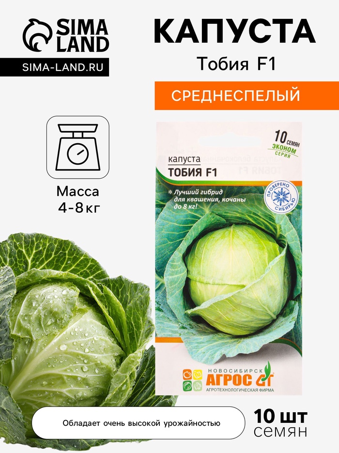 Семена Капуста «Тобия» 10 шт., «Агросс» - Фото 1
