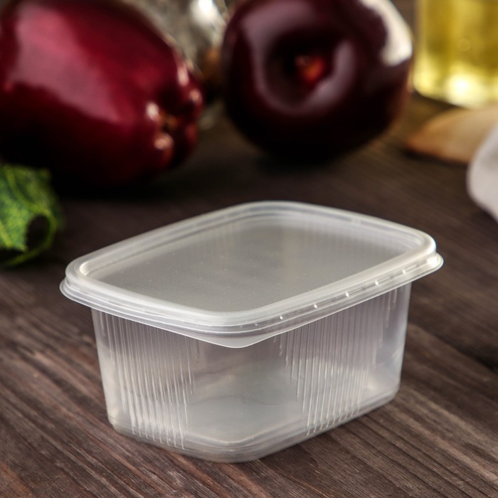 Контейнер одноразовый с крышкой, пластик, набор 10 шт., 250 мл, 10.8×8.2×4.6 см, прозрачный - Фото 1