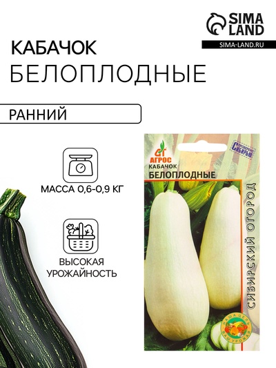Семена Кабачок «Белоплодные», 5 шт., «Агрос»