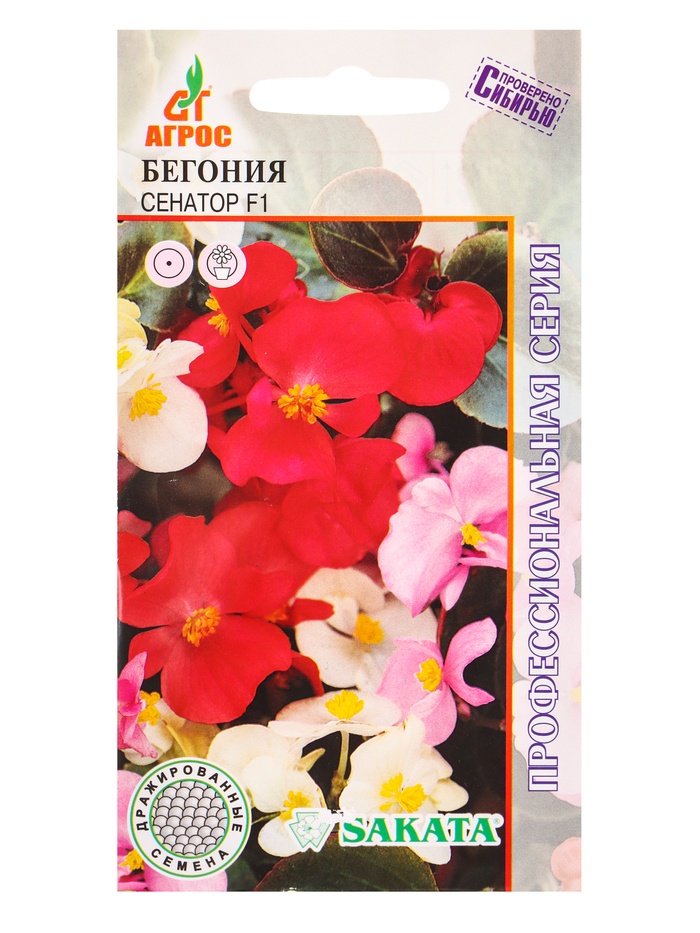 Семена цветов Бегония «Сенатор», F1, 15 шт., дражированные, «Агрос» - Фото 1