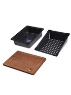 УЦЕНКА Кухонная мойка ZEIN M02, S=3.0 и 0.7мм, смеситель, корзины, разделочная доска, сифон, графит - фото 14982968