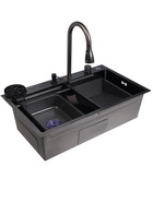 УЦЕНКА Кухонная мойка ZEIN M02, S=3.0 и 0.7мм, смеситель, корзины, разделочная доска, сифон, графит - фото 14982971