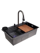 УЦЕНКА Кухонная мойка ZEIN M02, S=3.0 и 0.7мм, смеситель, корзины, разделочная доска, сифон, графит - фото 14982972