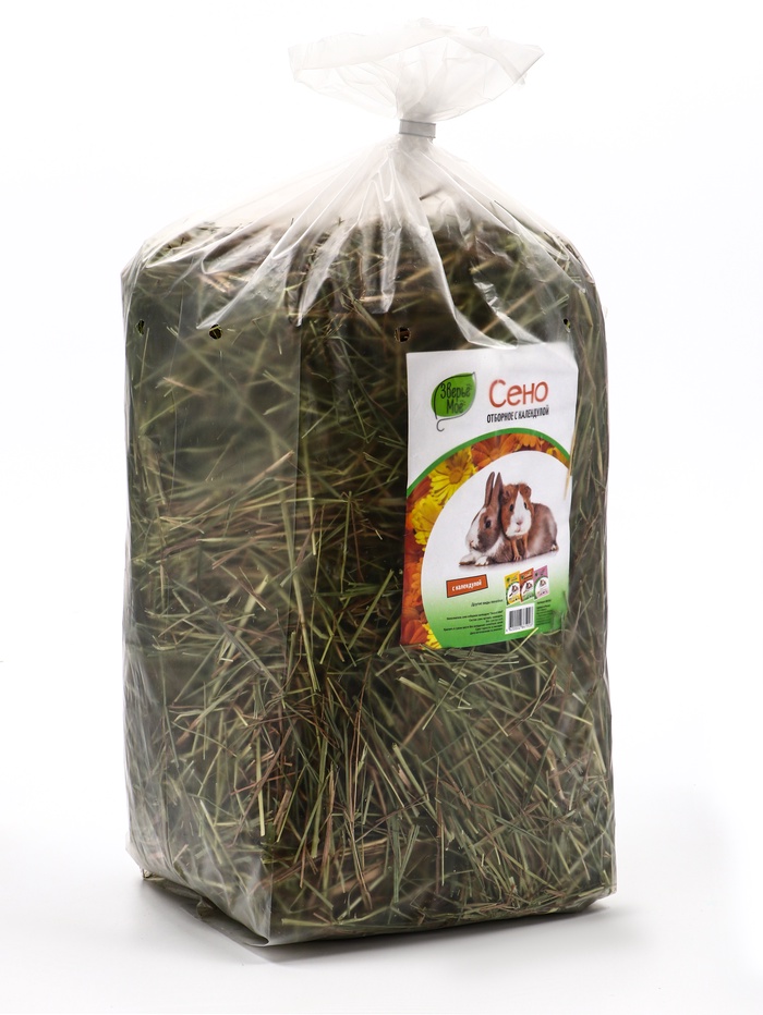 Сено луговое «Зверьё Моё», отборное, ароматное, зеленое, без пыли, календула, 500 г - Фото 1