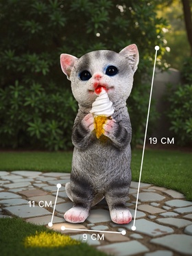 Садовая фигура из полистоуна «Котёнок с мороженым», 19×11×7 см