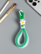 Брелок для ключей на карабине «Цветок. Шнур-сетка», двойной шнур 0.7 см, бело-зелёный, на сумку, рюкзак, 14.5?2?1.7 см (комплект 2 шт) - фото 60065119