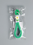 Брелок для ключей на карабине «Цветок. Шнур-сетка», двойной шнур 0.7 см, бело-зелёный, на сумку, рюкзак, 14.5?2?1.7 см (комплект 2 шт) - фото 60065121