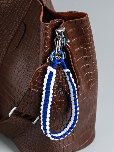 Брелок для ключей на карабине «Паракорд», шнур 0.5 см, сине-белый, на сумку, рюкзак, 14.5×1.8×0.8 см