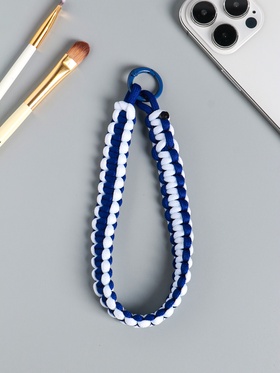 Брелок для ключей на карабине «Паракорд», шнур 0.5 см, сине-белый, на сумку, рюкзак, 14.5?1.8?0.8 см (комплект 2 шт)