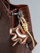 Брелок для ключей на карабине кожзам «Терьер», с узлом, золото, на сумку, рюкзак, 14×8×1.2 см - фото 809311183
