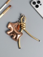 Брелок для ключей на карабине кожзам «Терьер», с узлом, золото, на сумку, рюкзак, 14×8×1.2 см - фото 809311185