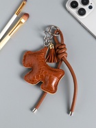 Брелок для ключей на карабине кожзам «Терьер», с узлом, шоколад, на сумку, рюкзак, 14×8×1.2 см - фото 809311195