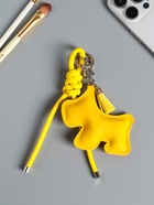 Брелок для ключей на карабине кожзам «Терьер», с узлом, жёлтый, на сумку, рюкзак, 14×8×1.2 см - фото 809311200