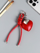 Брелок для ключей на карабине кожзам «Сердце», с узлом, красный, на сумку, рюкзак, 21×5.5×1.5 см - фото 809311205