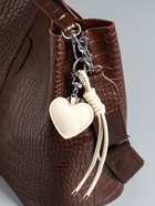 Брелок для ключей на карабине кожзам «Сердце», с узлом, белый, на сумку, рюкзак, 21×5.5×1.5 см - фото 809311209
