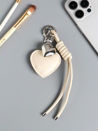 Брелок для ключей на карабине кожзам «Сердце», с узлом, белый, на сумку, рюкзак, 21×5.5×1.5 см - фото 809311210