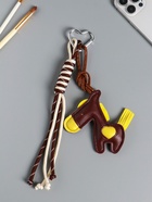 Брелок для ключей на карабине кожзам, текстиль «Лошадка с сердечком», с узлом, на сумку, рюкзак, 26×10×1.5 см - фото 119121177