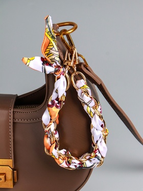 Брелок для ключей на 2 карабинах «Платок и цепочка», оранж, на сумку, рюкзак, 20×10×1.7 см