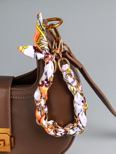 Брелок для ключей на 2 карабинах «Платок и цепочка», оранж, на сумку, рюкзак, 20×10×1.7 см